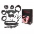 Подарочный набор для БДСМ (наручники, оковы, маска, кляп, плеть, ошейник, верёвка, зажимы) черный 