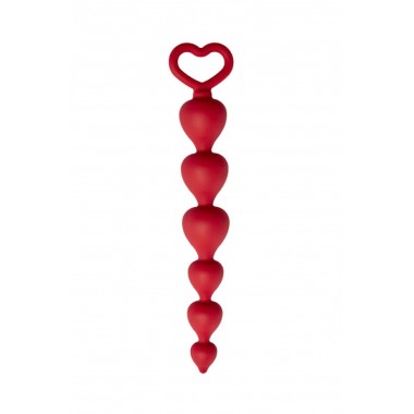 Анальная цепочка Heart Ray, силикон, цвет бордовый