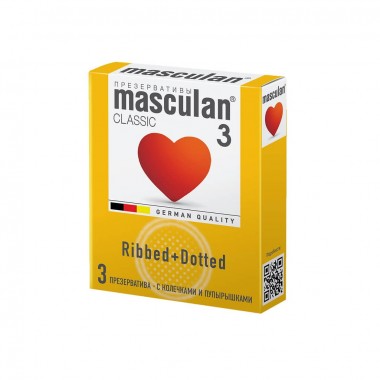 ПРЕЗЕРВАТИВЫ MASCULAN 3 CLASSIC (С КОЛЕЧКАМИ И ПУПЫРЫШКАМИ) 3 штуки