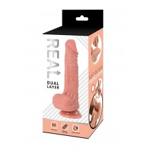 Реалистичный фаллоимитатор REAL Dual Layer, dual silicone, 15х3,8 см.
