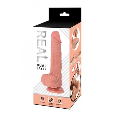 Реалистичный фаллоимитатор REAL Dual Layer, dual silicone, 15х3,8 см.