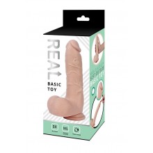 Реалистичный фаллоимитатор REAL с мошонкой на присоске, silicone, 17x4,5 см