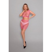 Яркий комплект из топа и юбки (розовый) S/L
