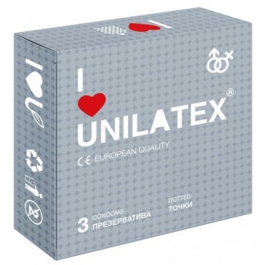 Презервативы UNILATEX "DOTTED" с точечной поверхностью, 3 шт.