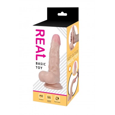 Реалистичный фаллоимитатор REAL с мошонкой на присоске, PVC, 17x3,5 см.