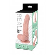 Реалистичный фаллоимитатор REAL с мошонкой на присоске, silicone, 14х3,5 см.