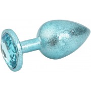 Голубая алюминиевая анальная пробка с кристаллом Small