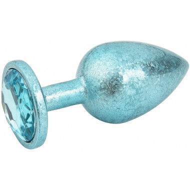 Голубая алюминиевая анальная пробка с кристаллом Small
